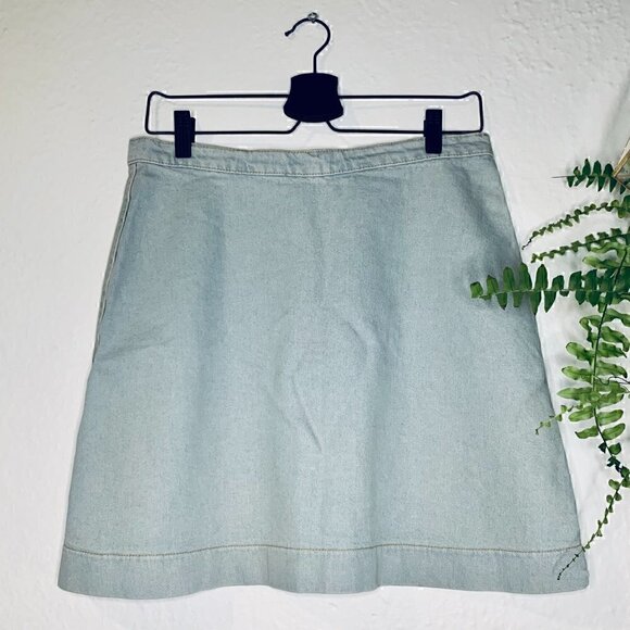 AMERICAN APPAREL | DENIM BUTTON FRONT A-LINE MINI #FML130014 - Picture 5 of 5